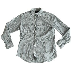 Bonobos Men's Size L Long Athletic Fit Stretch Button Up Green Casual 98% Cotton